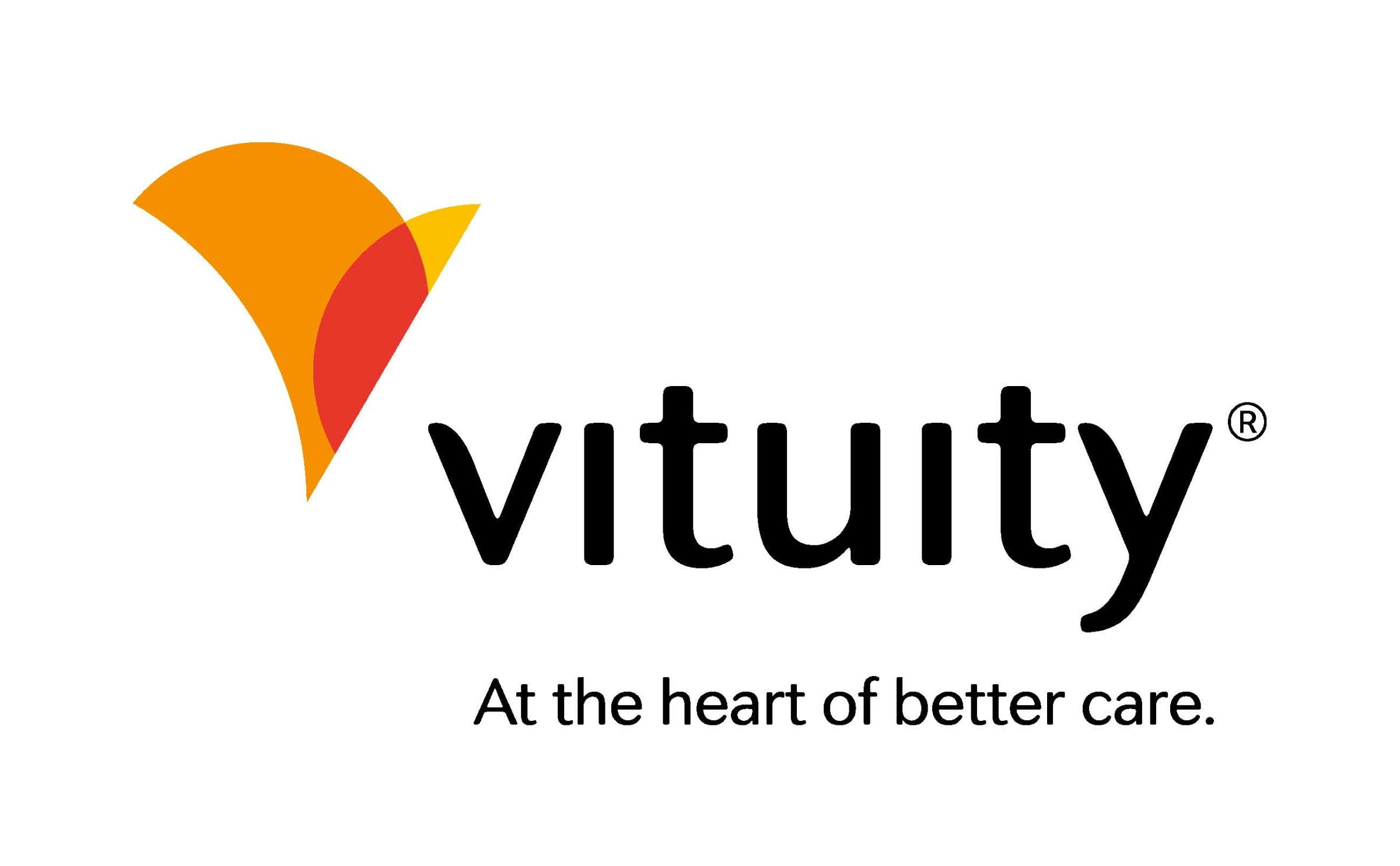 Vituity logo with tagline that says at the heart of better care